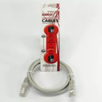 Omrežni LAN kabel UTP patchcord, Cat.5e, RJ45 moški - RJ45 moški, 1 m, neekraniran, siv, Logo LOGO vrečka, PRODAJA