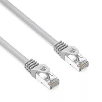 LAN kabel S/FTP patchcord, Cat.6a, RJ45 moški - RJ45 moški, 1 m, dvojni ščitnik, LSOH, siv, 10 Gbps, ekonomičen