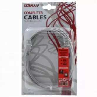 Omrežni LAN kabel UTP patchcord, Cat.5e, RJ45 moški - RJ45 moški, 2 m, neekraniran, siv, Logo blister