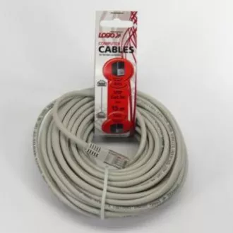 LAN omrežni kabel UTP patchcord, Cat.5e, RJ45 moški - RJ45 moški, 15 m, neekraniran, siv, Logo LOGO vrečka
