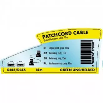 LAN omrežni kabel UTP patchcord, Cat.5e, RJ45 moški - RJ45 moški, 15 m, neekraniran, siv, Logo LOGO vrečka