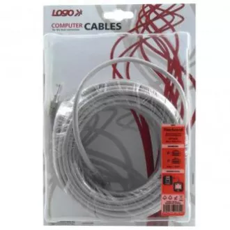 LAN kabel UTP patchcord, Cat.5e, RJ45 moški - RJ45 moški, 15 m, neekraniran, siv, Logo blister
