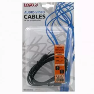 Zvočni kabel Jack (3,5 mm) moški - Jack (3,5 mm) moški, 1,5 m, črn, logotip blister