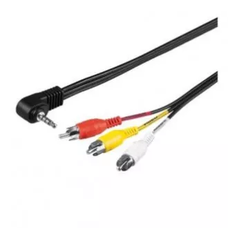 Avdio/video kabel Jack (3,5 mm) moški - 3x CINCH moški, 1,5 m, 4-polni jack 90&deg;, črn