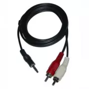 Zvočni kabel Jack (3,5 mm) moški - 2x CINCH moški, 1,5 m, črn, logotip