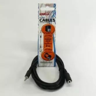 Avdio podaljšek Jack (3,5 mm) moški - Jack (3,5 mm) ženski, 3 m, črn, logotip