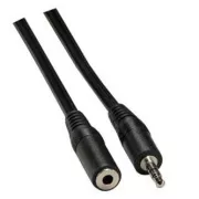 Podaljševalni zvočni kabel Jack (3,5 mm) moški - Jack (3,5 mm) ženski, 3 m, črn, logotip blister