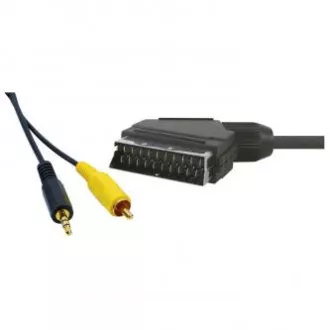 Video kabel SCART moški - CINCH moški   Jack (3,5 mm) moški, 5 m, črn, SELL