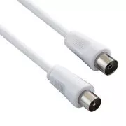Antenski kabel koaksialni (9,5 mm) moški - koaksialni (9,5 mm) ženski, 2 m, 75 Ohm, bel
