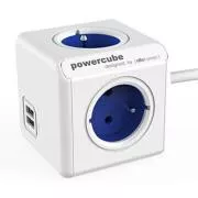 Napajalni kabel 230V podaljšek, CEE7 (vilice) - POWERCUBE, 1,5 m, EXTENDED USB, modri, POWERCUBE, 4 vtičnice, 2xUSB vhod, zaščiten pred otroki