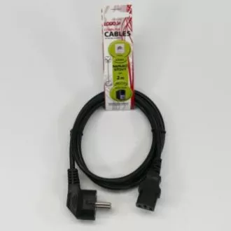 230V napajalni kabel, CEE7 (vilice) - C13, 2 m, VDE odobritev, črn, logotip