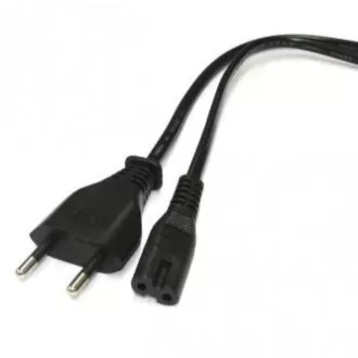 230V napajalni kabel, CEE7/16 (evro vtič) - C7, 2 m, odobren s strani VDE, črn, logotip, 2-pinski priključek, PRODAJA