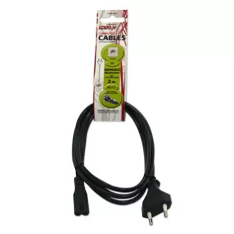 230V napajalni kabel, CEE7/16 (evro vtič) - C7, 2 m, odobren s strani VDE, črn, logotip, 2-pinski priključek, PRODAJA