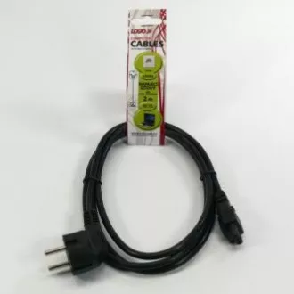 230V omrežni kabel za prenosni računalnik, CEE7 (vilice) - C5, 2 m, odobren s strani VDE, črn, logotip, trikotni priključek (MickeyM