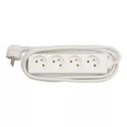 Mrežni kabel 230V podaljšek, CEE7 (vilice) - vtičnica 4x, 3 m, odobreno s strani VDE, bela barva