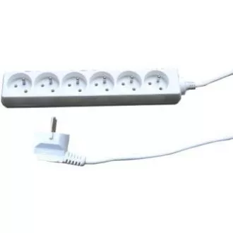 Mrežni kabel 230V podaljšek, CEE7 (vilice) - vtičnica 6x, 5m, odobreno VDE, bela barva