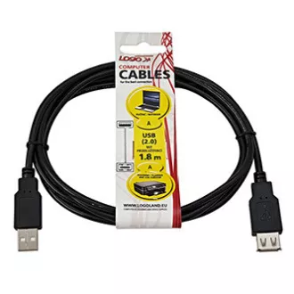 Logo Podaljševalni kabel USB (2.0), USB A moški - USB A ženski, 1,8 m, črn