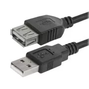Logo Podaljševalni kabel USB (2.0), USB A moški - USB A ženski, 3 m, črn, blister