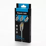 Kabel USB s priključki (2.0), USB A moški - microUSB moški   Apple Lightning moški   USB C moški, 1 m, okrogel, pleten, srebrn,