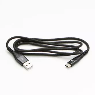Logo Kabel USB (2.0), USB A moški - USB C moški, 1 m, 480 Mb/s, 5V/3A, črn, škatla, najlonski oplet, aluminijast pokrov priključka