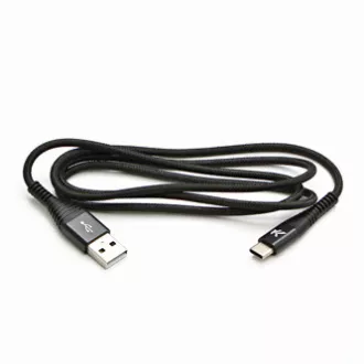 Logo Kabel USB (2.0), USB A moški - USB C moški, 2 m, 480 Mb/s, 5V/3A, črn, škatla, najlonski oplet, aluminijast pokrov priključka