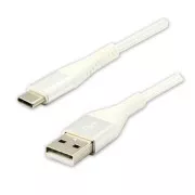 Logo Kabel USB (2.0), USB A moški - USB C moški, 2 m, 480 Mb/s, 5V/3A, bel, škatla, najlonski oplet, aluminijast pokrov priključka