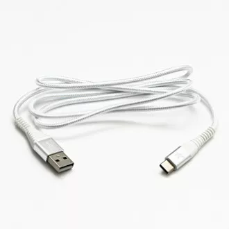 Logo Kabel USB (2.0), USB A moški - USB C moški, 2 m, 480 Mb/s, 5V/3A, bel, škatla, najlonski oplet, aluminijast pokrov priključka