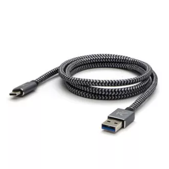 Logo Kabel USB (3.2 gen 1), USB A moški - USB C moški, 1 m, 5 Gb/s, 5V/3A, siv, škatla, kovinski oplet, aluminijast pokrov priključka
