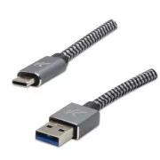 Logo Kabel USB (3.2 gen 1), USB A moški - USB C moški, 2 m, 5 Gb/s, 5 V/2 A, siv, škatla, kovinski oplet, aluminijast pokrov priključka