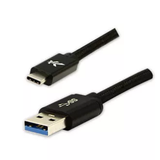 Logo Kabel USB (3.2 gen 1), USB A moški - USB C moški, 1 m, 5 Gb/s, 5 V/3 A, črn, škatla, najlonski oplet, aluminijast pokrov priključka