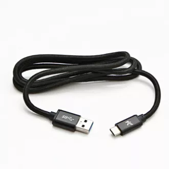 Logo Kabel USB (3.2 gen 1), USB A moški - USB C moški, 1 m, 5 Gb/s, 5 V/3 A, črn, škatla, najlonski oplet, aluminijast pokrov priključka