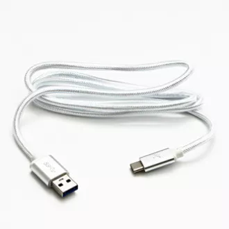 Logo Kabel USB (3.2 gen 1), USB A moški - USB C moški, 1 m, 5 Gb/s, 5 V/3 A, bela, škatla, najlonski oplet, aluminijast pokrov priključka Logo Kabel USB (3.2 gen 1), USB A moški - USB C moški, 1 m, 5 Gb/s, 5 V/3 A, bela, škatla, najlonski oplet, aluminijast pokrov priključka