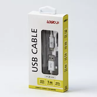 Logo Kabel USB (3.2 gen 1), USB A moški - USB C moški, 1 m, 5 Gb/s, 5 V/3 A, bela, škatla, najlonski oplet, aluminijast pokrov priključka Logo Kabel USB (3.2 gen 1), USB A moški - USB C moški, 1 m, 5 Gb/s, 5 V/3 A, bela, škatla, najlonski oplet, aluminijast pokrov priključka