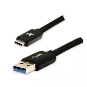 Logo Kabel USB (3.2 gen 1), USB A moški - USB C moški, 2 m, 5 Gb/s, 5V/3A, črn, škatla, najlonski oplet, aluminijast pokrov priključka