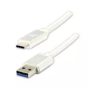 Logo Kabel USB (3.2 gen 1), USB A moški - USB C moški, 2 m, 5 Gb/s, 5 V/3 A, bela, škatla, najlonski oplet, aluminijast pokrov priključka