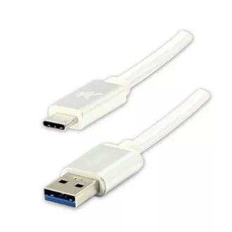 Logo Kabel USB (3.2 gen 1), USB A moški - USB C moški, 2 m, 5 Gb/s, 5 V/3 A, bela, škatla, najlonski oplet, aluminijast pokrov priključka