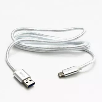 Logo Kabel USB (3.2 gen 1), USB A moški - USB C moški, 2 m, 5 Gb/s, 5 V/3 A, bela, škatla, najlonski oplet, aluminijast pokrov priključka