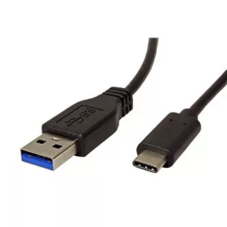 Kabel USB (3.1), USB A moški - USB C moški, 0,5 m, okrogel, črn, plastična vrečka