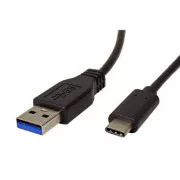 Kabel USB (3.1), USB A moški - USB C moški, 1 m, okrogel, črn, plastična vrečka