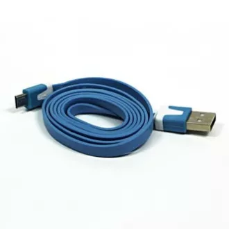Kabel USB (2.0), USB A moški - microUSB moški, 1 m, ploščat, moder