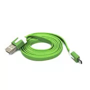Kabel USB (2.0), USB A moški - microUSB moški, 1 m, ploščat, zelen