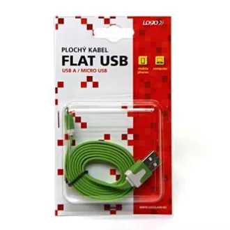 Logo Kabel USB (2.0), USB A moški - microUSB moški, 1 m, ploščat, zelen, blister, IZPREDAJ