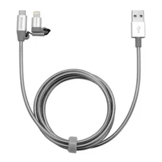 Verbatim USB kabel (2.0), USB A moški - microUSB moški   Apple Lightning moški, 1 m, srebrn, škatla, 48869, 2 v 1 - nastavljiv