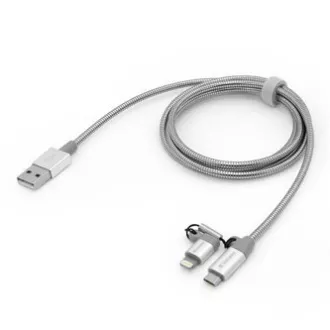 Verbatim USB kabel (2.0), USB A moški - microUSB moški   Apple Lightning moški, 1 m, srebrn, škatla, 48869, 2 v 1 - nastavljiv