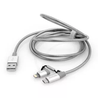 Verbatim USB kabel (2.0), USB A moški - microUSB moški   Apple Lightning moški, 1 m, srebrn, škatla, 48869, 2 v 1 - nastavljiv