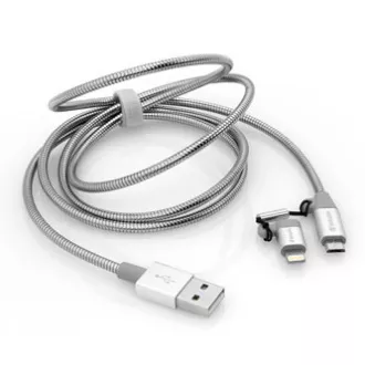 Verbatim USB kabel (2.0), USB A moški - microUSB moški   Apple Lightning moški, 1 m, srebrn, škatla, 48869, 2 v 1 - nastavljiv
