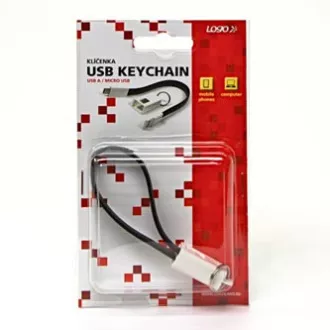 Logo Kabel USB (2.0), USB A moški - microUSB moški, 0,2 m, črn, blister, obesek za ključe, IZPREDAJNO