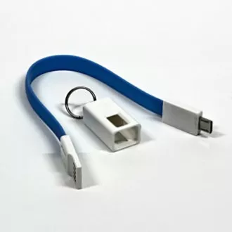 Kabel USB (2.0), USB A moški - microUSB moški, 0,2 m, moder, obesek za ključe, IZPREDAJ