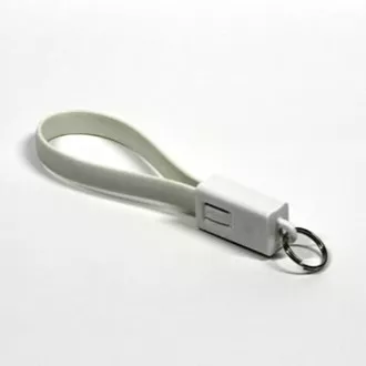 Kabel USB (2.0), USB A moški - microUSB moški, 0,2 m, bel, obesek za ključe, IZPREDAJ
