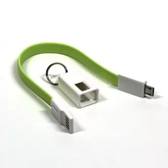 Logo Kabel USB (2.0), USB A moški - microUSB moški, 0,2 m, svetlozelen, blister, obesek za ključe